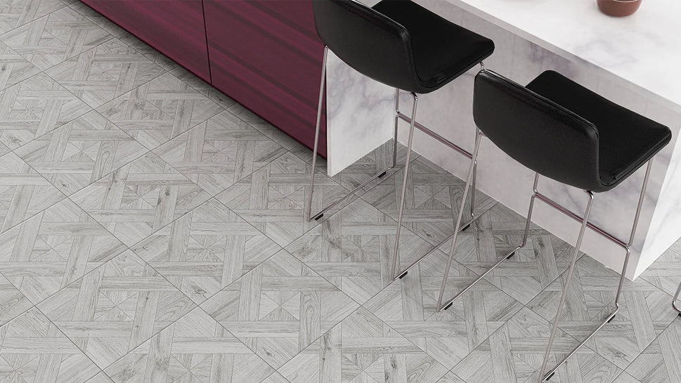 Carrelage Effet Parquet Versailles 33,5x33,5 cm33.5x33.5 cm Boite 1.46 m² / Gris