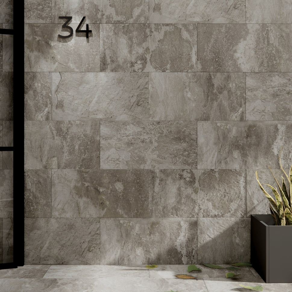 Carrelage Terrasse Effet Pierre Adz Nerva Gris 30,3x61,3 cm de Prissmacer