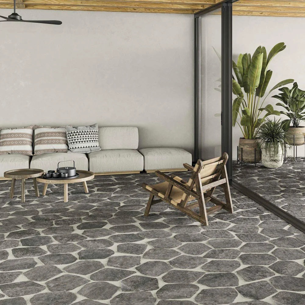 Carrelage Effet Pierre Cuzco Charcoal 28,5x33 cm de Realonda
