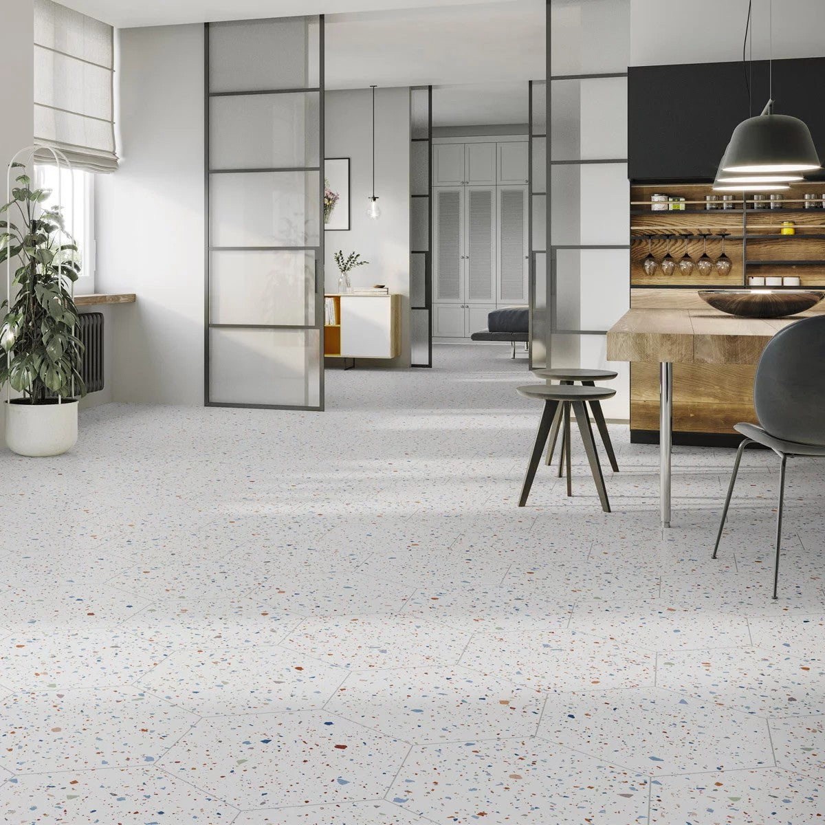 Carrelage Hexagonal Confeti White 56x48,5 cm de Realonda