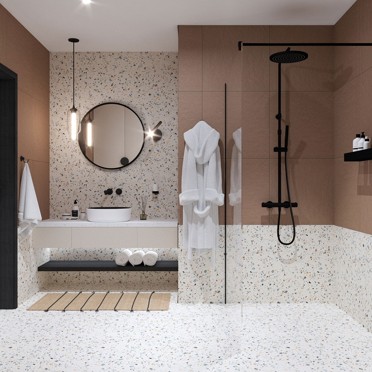 Carrelage Effet Terrazzo Rectifie Gobi Nude 60x120 cm de Prissmacer