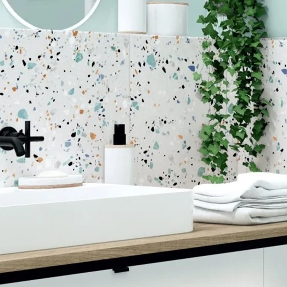 Carrelage Effet Terrazzo Rectifie Gobi Bianco 60x120 cm de Prissmacer