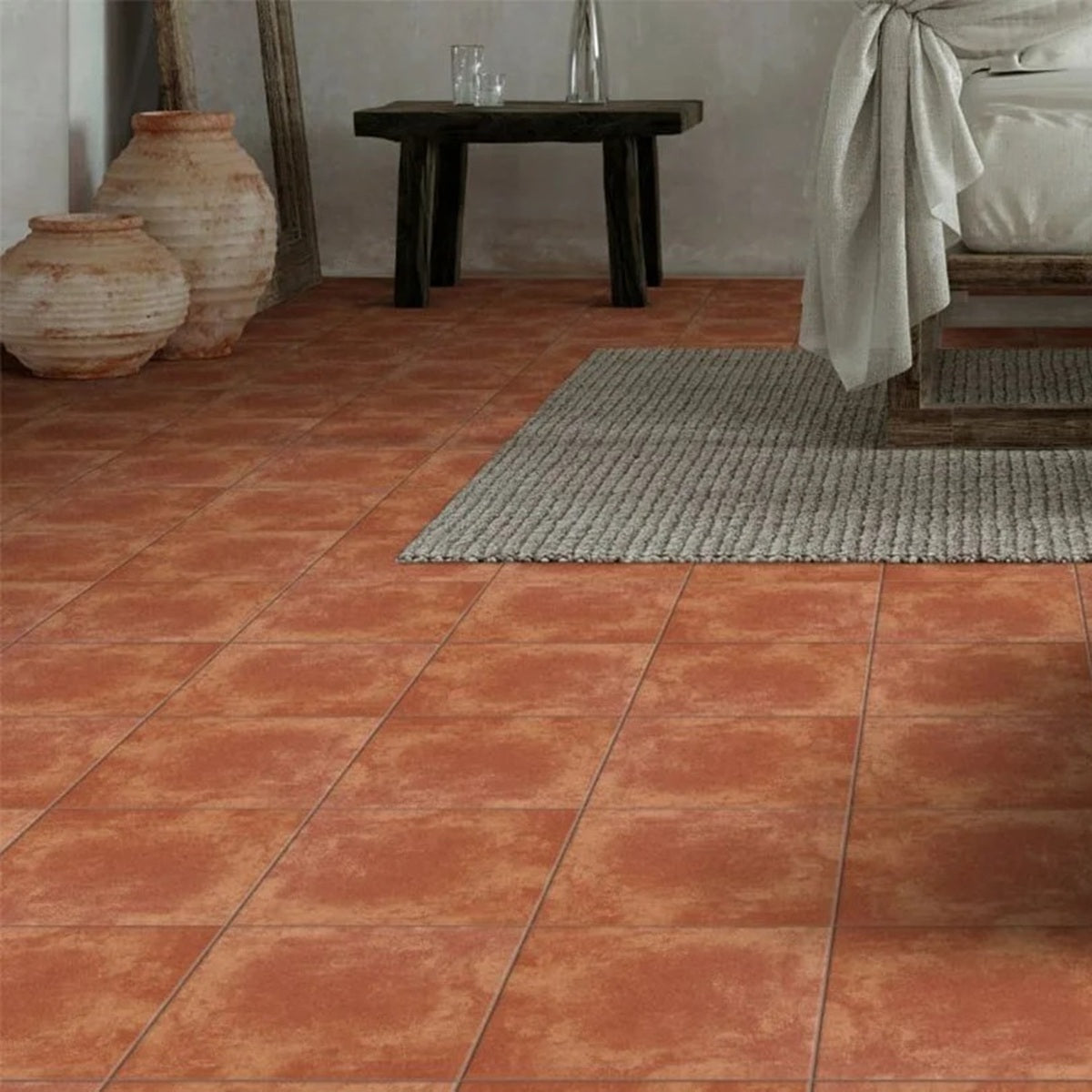 Carrelage Effet Terre Cuite Mediterraneen Toulon Rosso Mat 33,5 x 33,5 cm
