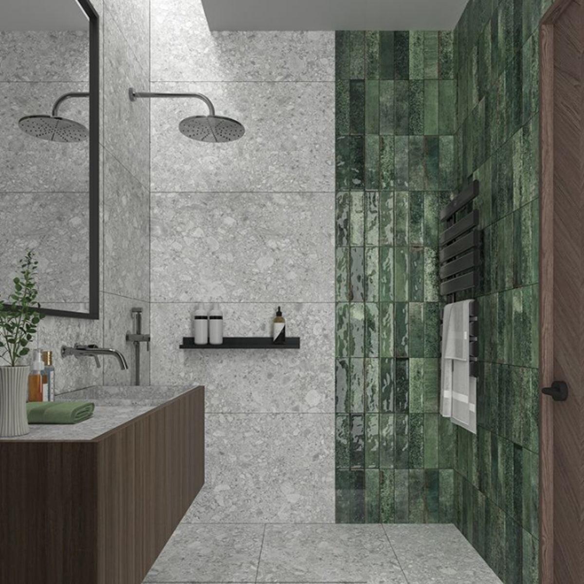 Carrelage Effet Zellige Asly Green 7,5x30 cm de Ecoceramic