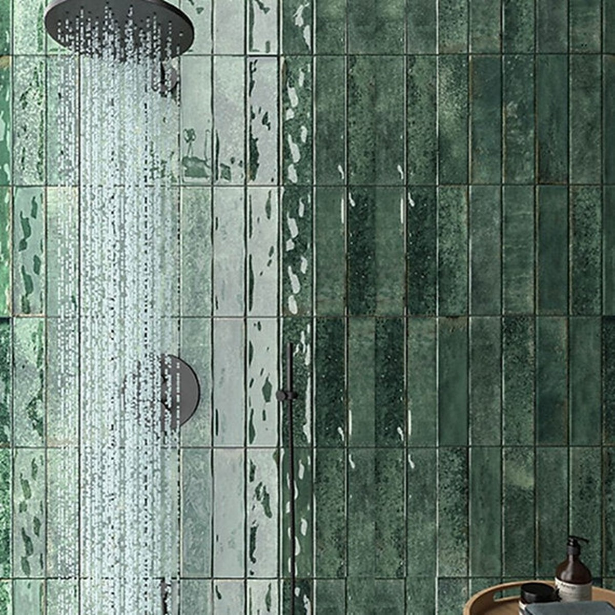 Carrelage Effet Zellige Asly Green 7,5x30 cm de Ecoceramic