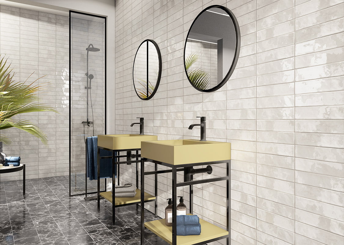 Faience Murale Effet Zellige Bayonne Blanco 7,5x30 cm de Mainzu