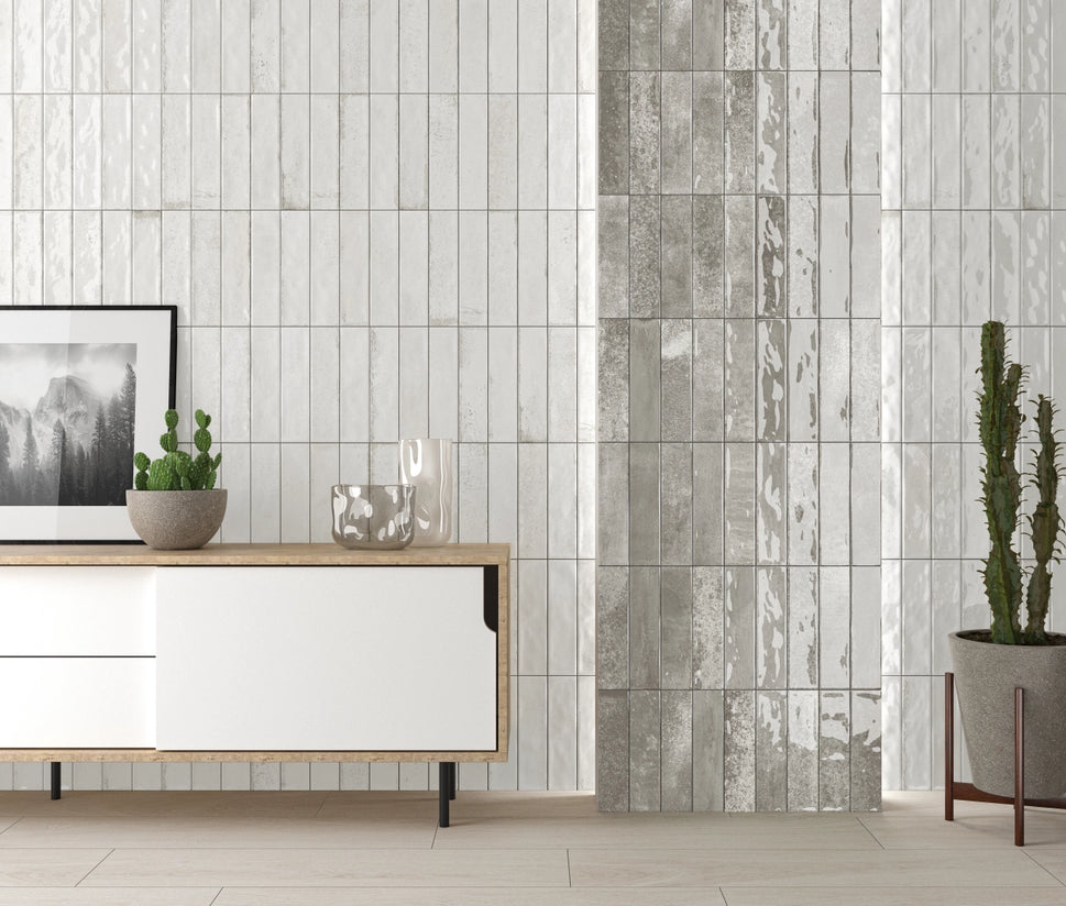 Carrelage Effet Zellige Asly White 7,5x30 cm de Ecoceramic