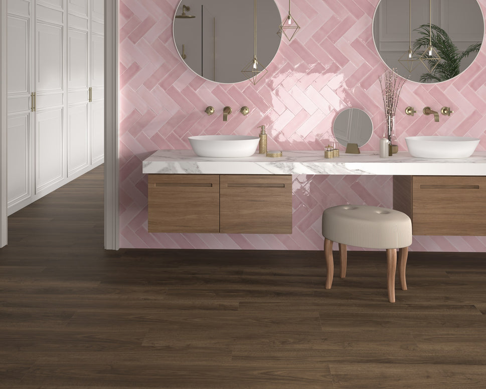 Carrelage Effet Zellige Brillant Tabarca Rosa 7,5x23 cm de Dune