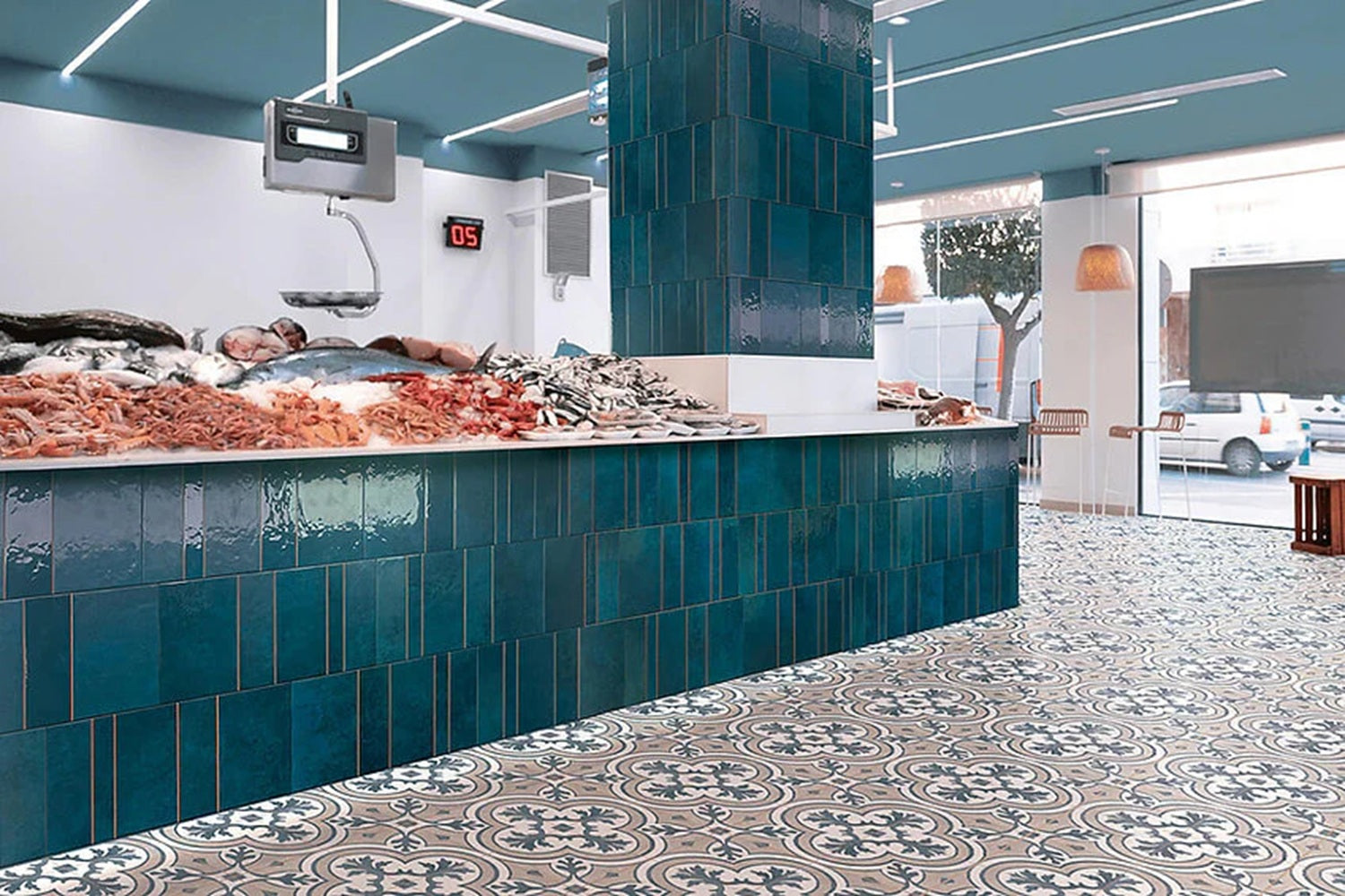 Carrelage Effet Zellige Kian Blue 31,6x60 cm de Ecoceramic