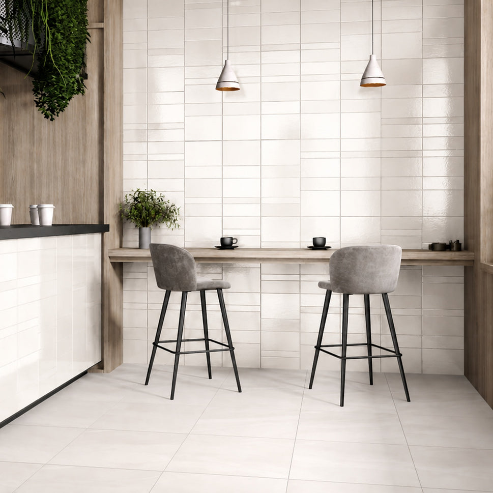 Carrelage Effet Zellige Kian White 31,6x60 cm de Ecoceramic