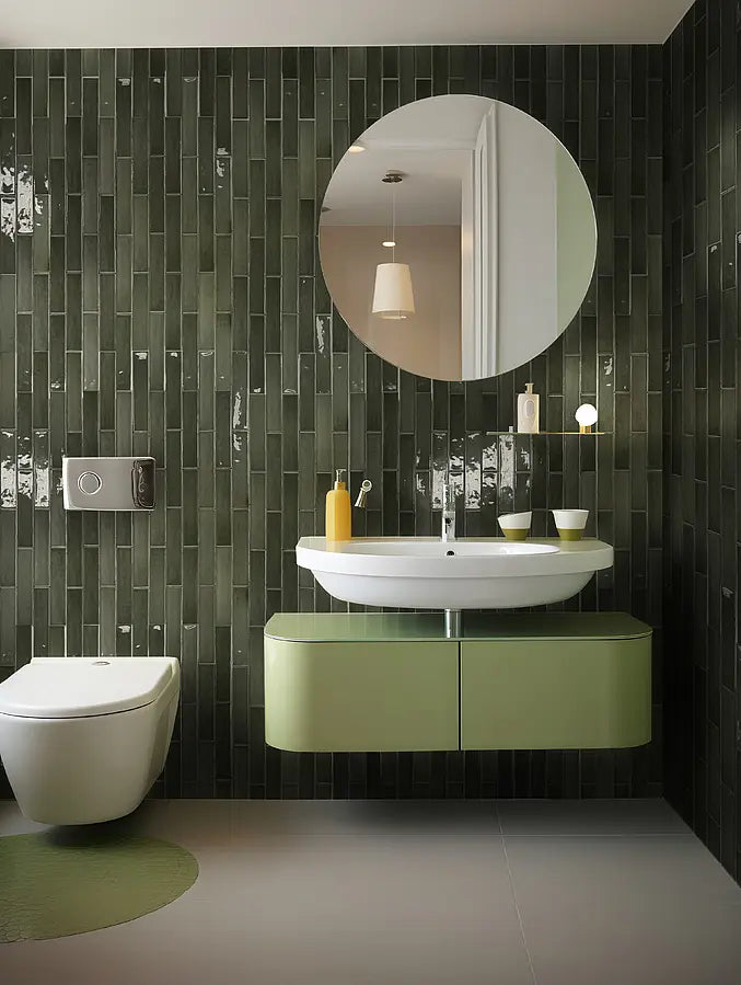 Carrelage Effet Zellige Trendy Verde Mili 5x25 cm