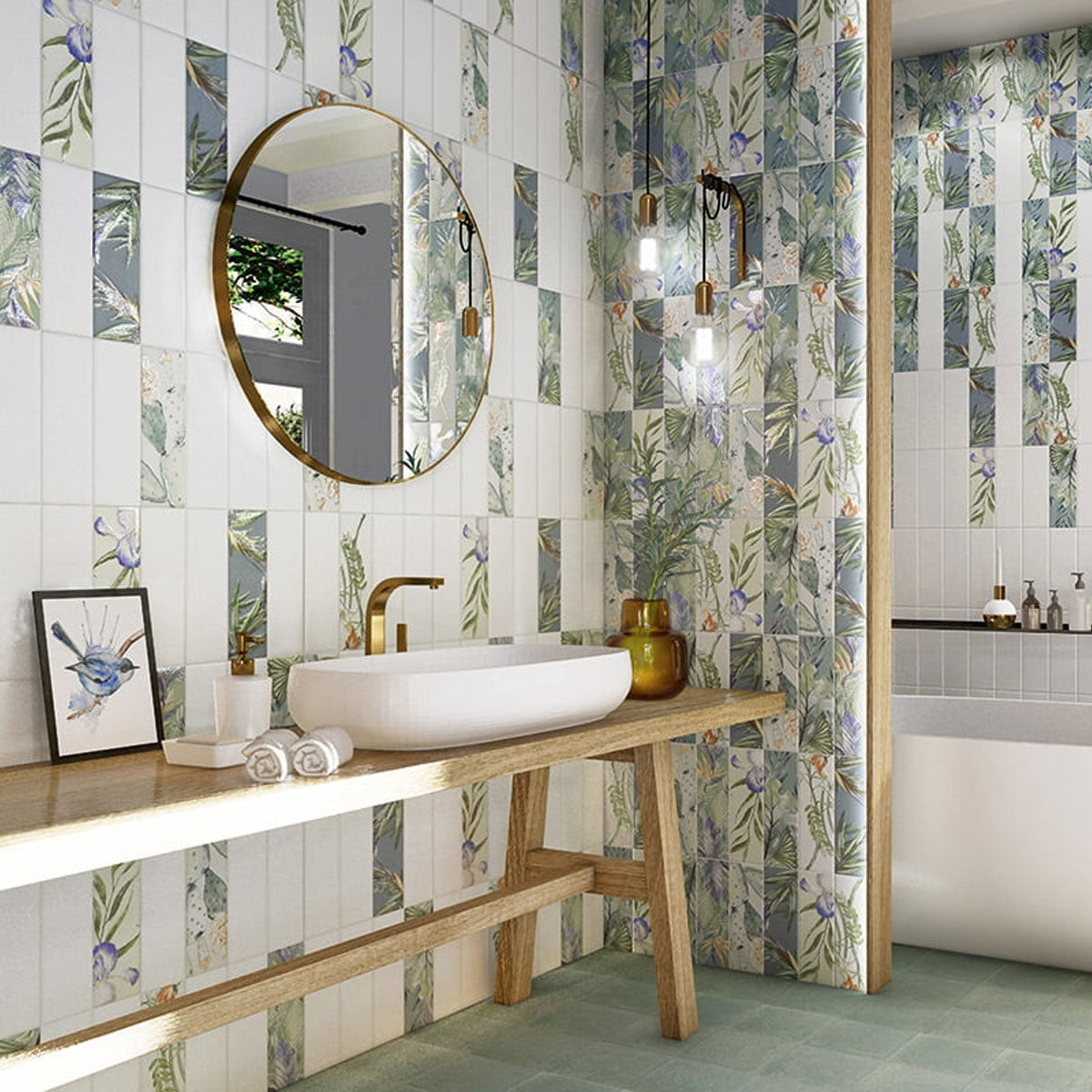 Faience murale Blanche Jungle Sky 10x30 cm de Mainzu