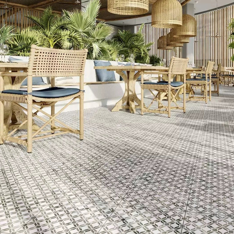 Carrelage Effet Carreau de Ciment Fresco Black 32,9 x 32,9 cm de Realonda