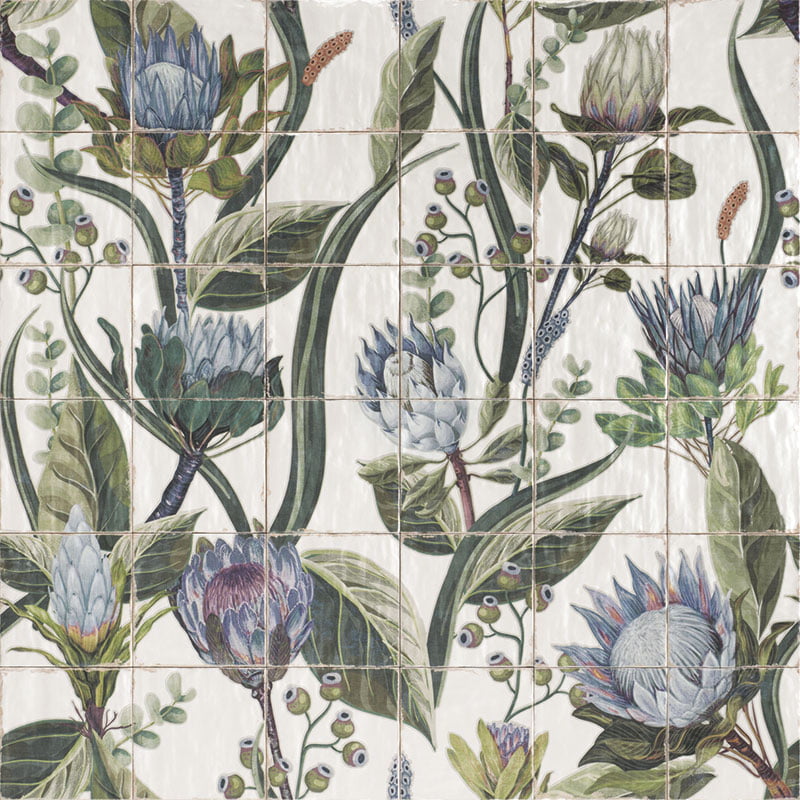 Carrelage Fresque Murale Decor Fleuri Protea 120x120 cm de Mainzu