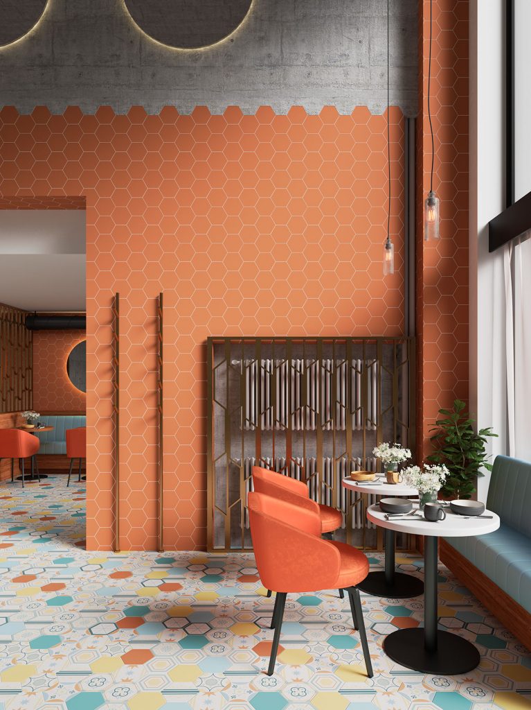 Carrelage Hexagonal sol et mur Uni Boom 14x16 cm de Cevica