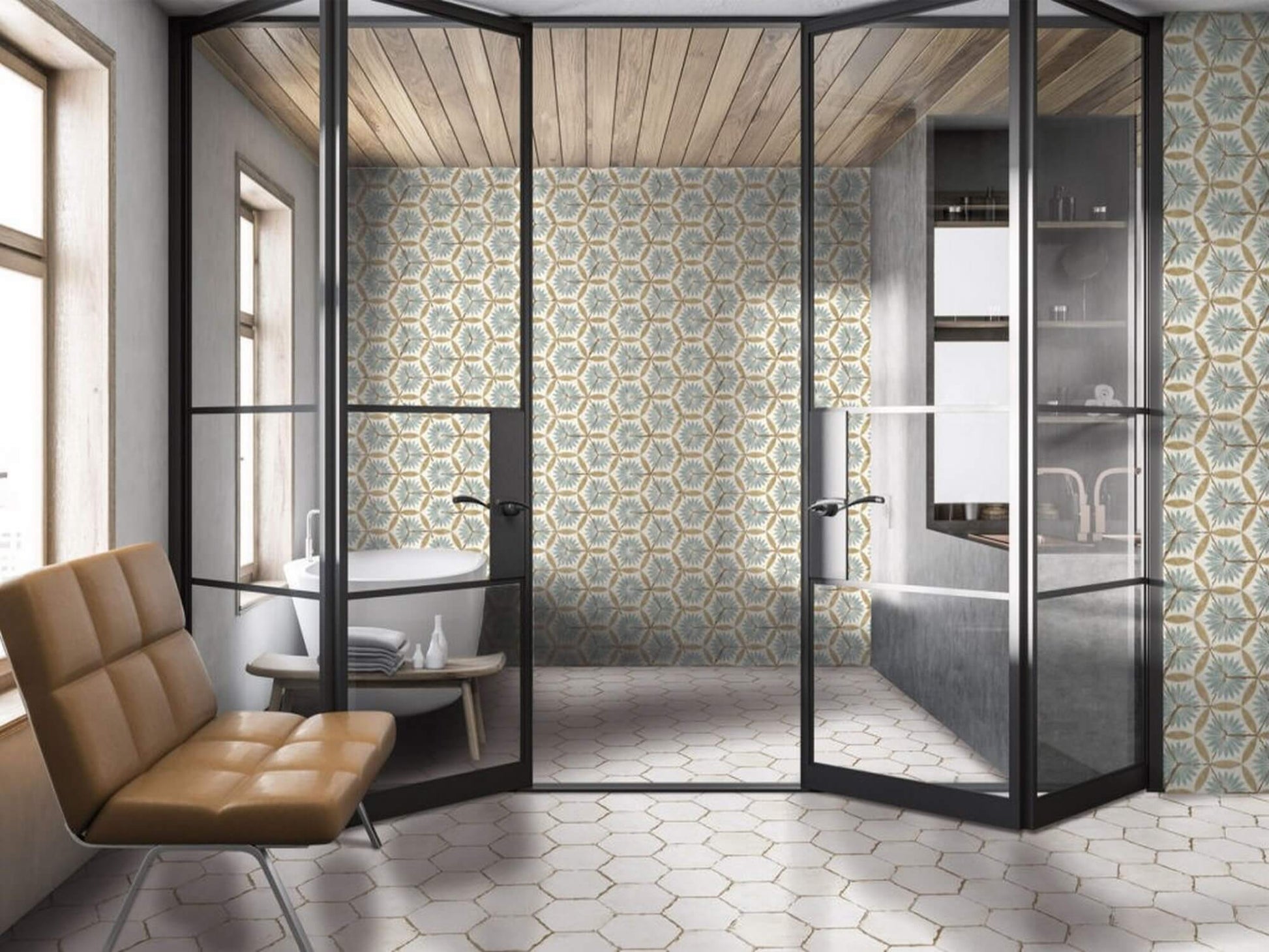 Carrelage Hexagonal Effet Carreau Ciment Bohemia Miranda 21x25 cm de Nanda Tiles