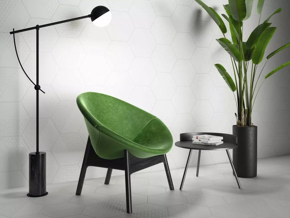 Carrelage Hexagonal Opal 28,5x33 cm de RealondaBoite de 1 m² / Opal Deco White