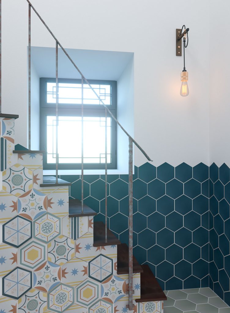 Carrelage Hexagonal Boom Indian Teal 14x16 cm de Cevica