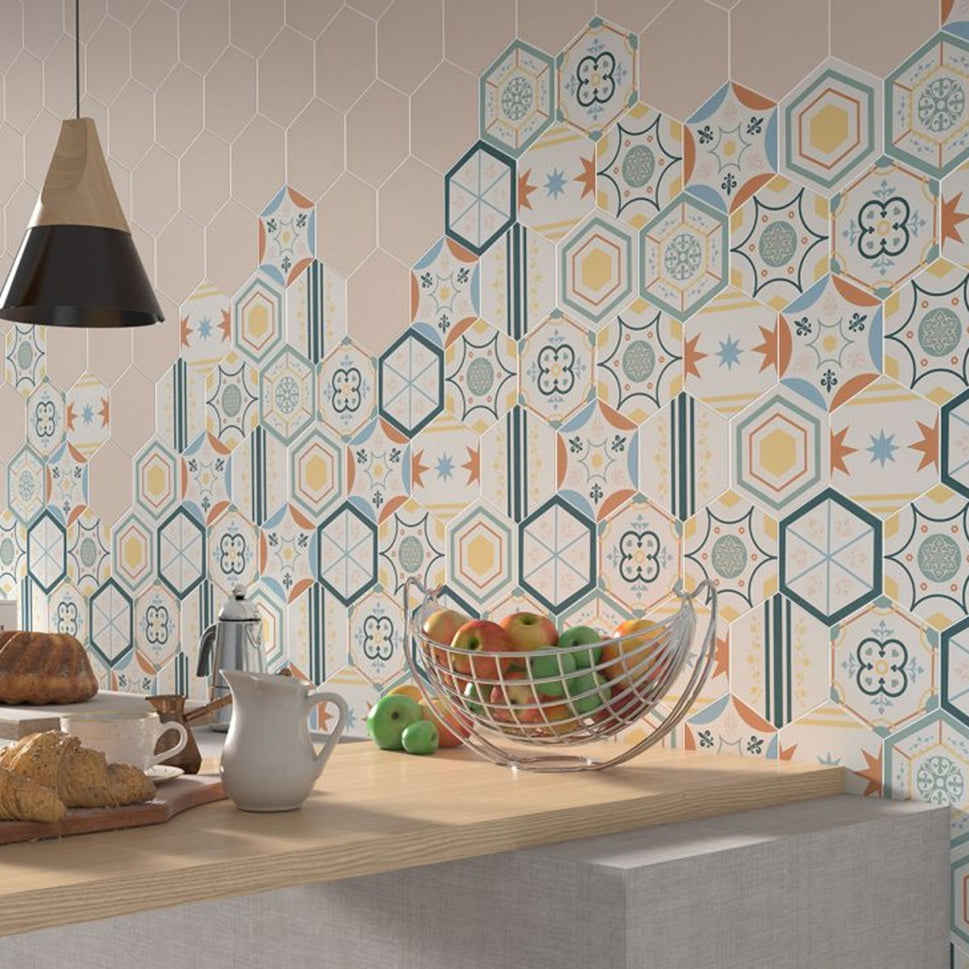 Carrelage Hexagonal Boom Mix Dec 14x16 cm de Cevica