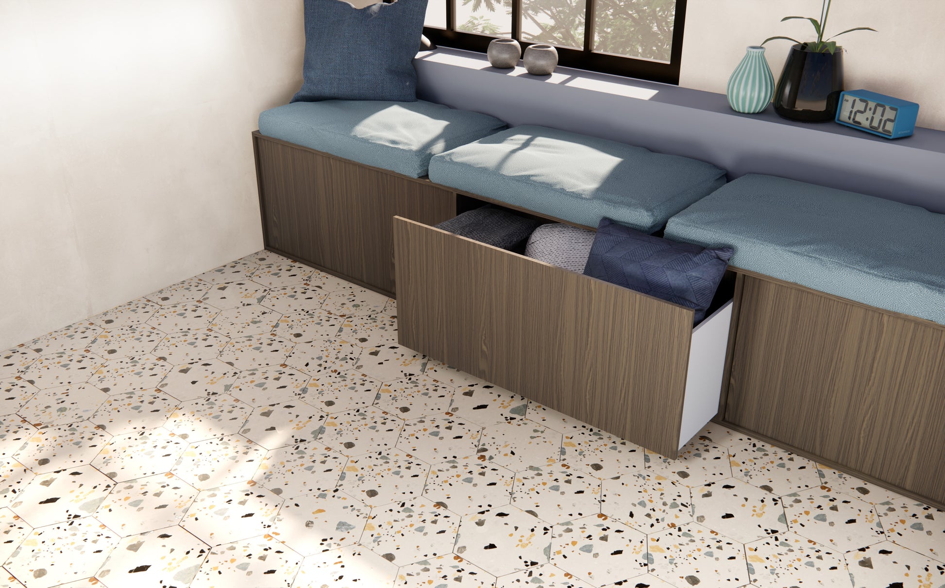 Carrelage Hexagonal Effet Terrazzo Hex Gobi Nude 20x24 cm