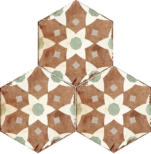 Carrelage Hexagonal Effet Carreau Ciment Alhambra Yasmina 21x25 cm de Nanda Tiles