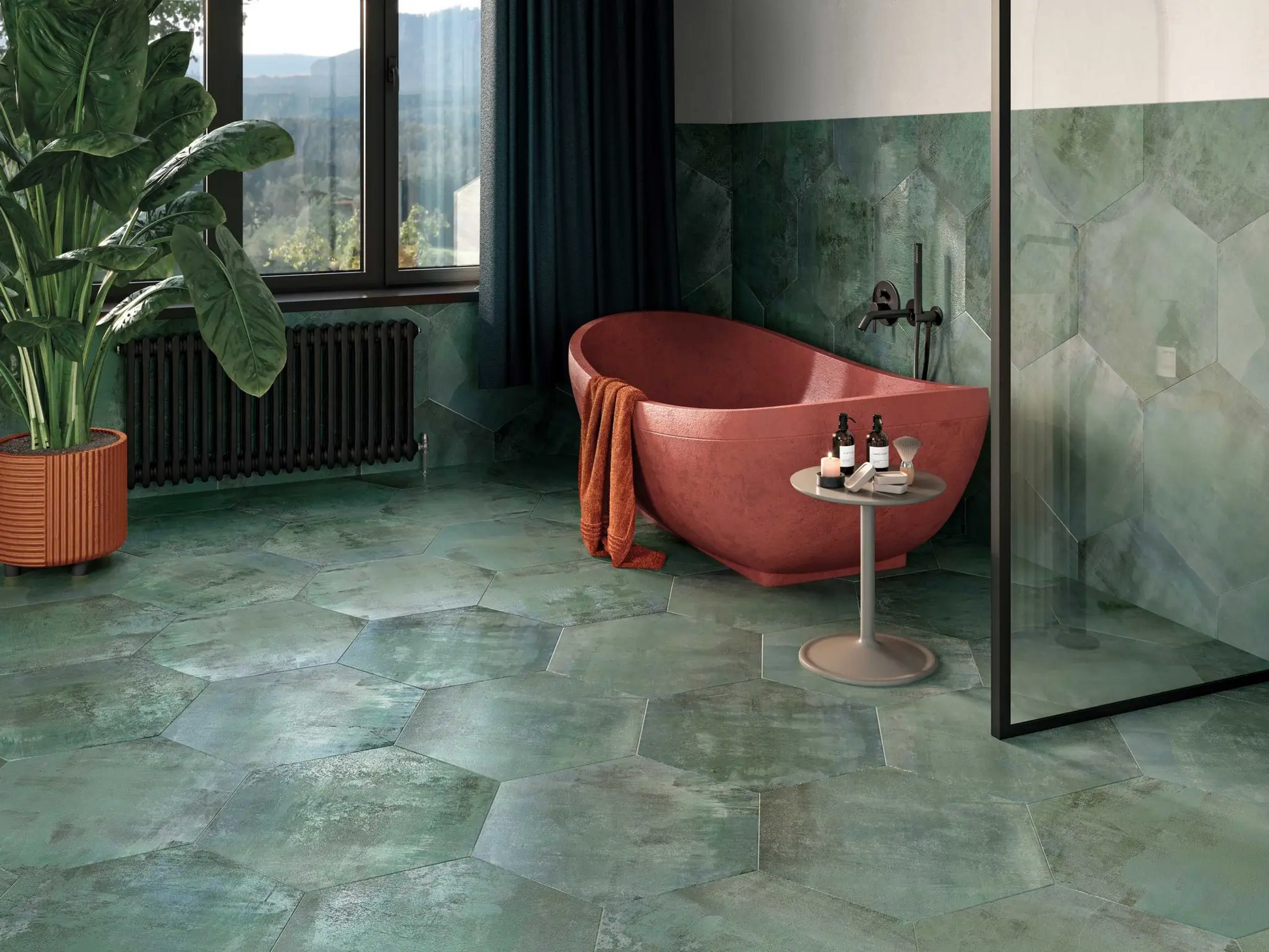 Carrelage Hexagonal Vessel Teal 56x48,5 cm de Realonda