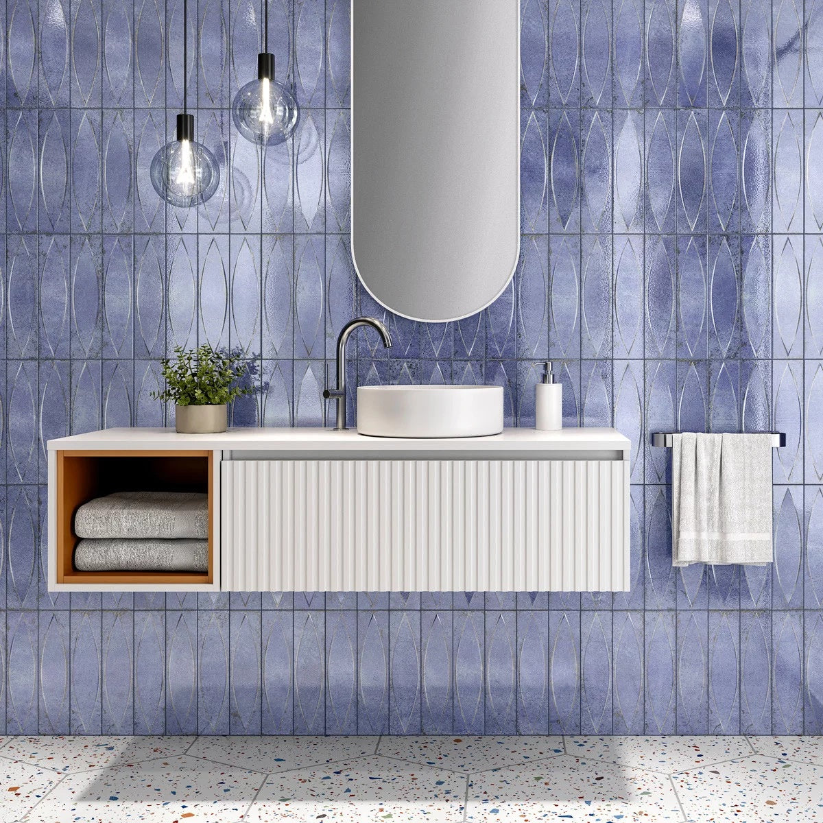 Carrelage Effet Metal Lens Azure 33x33 cm de Realonda