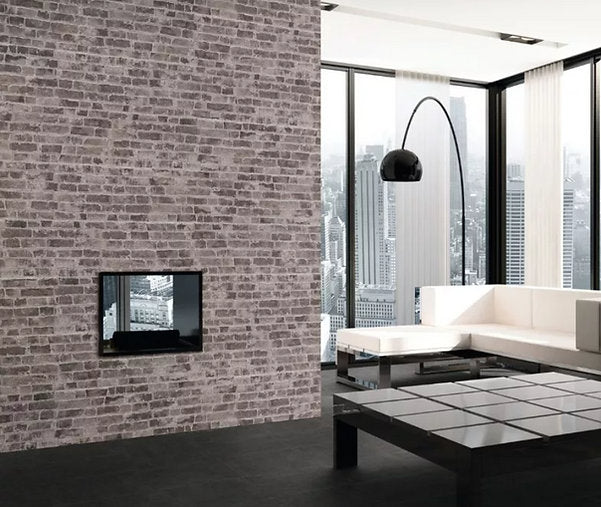 Carrelage Parement Mural Effet Pierre Brique Manhattan Charcoal 31x56 cm de Realonda