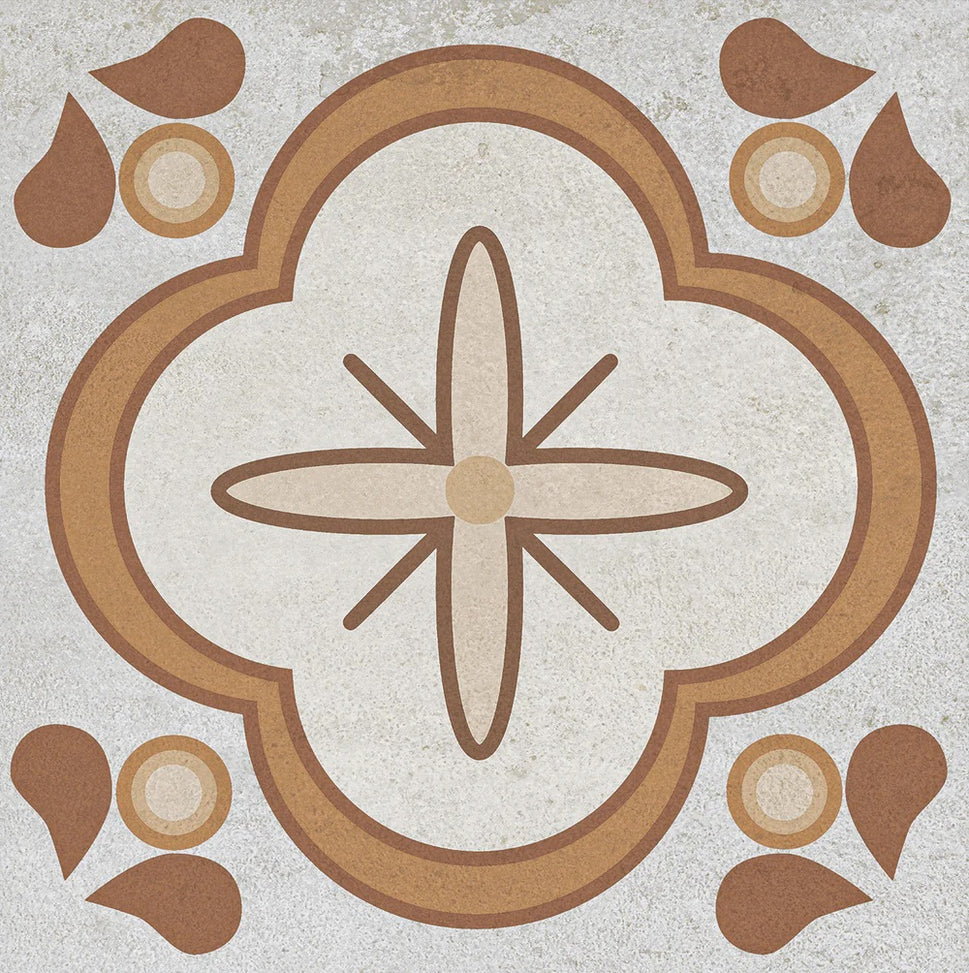Carrelage Effet Carreau de Ciment Monserrate Brun 33,5 x 33,5 cm
