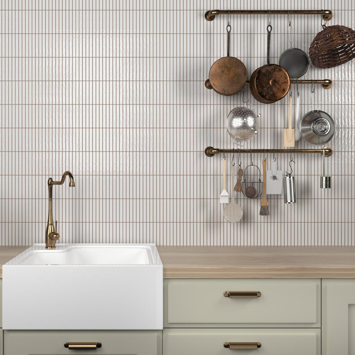 Carrelage Mural Kit Kat Mosaic Snow Glossy 11,5x23,1 cm de Dune