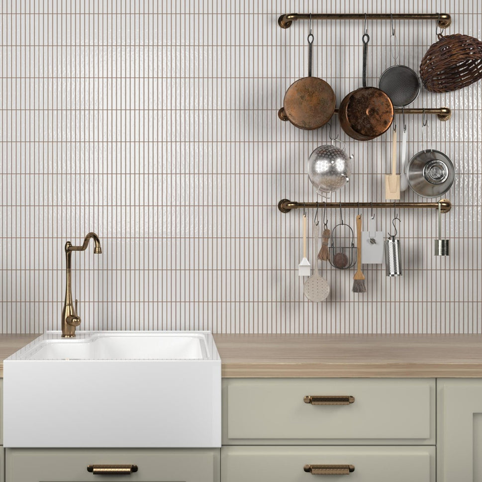 Carrelage Mural Kit Kat Mosaic Snow Glossy 11,5x23,1 cm de Dune