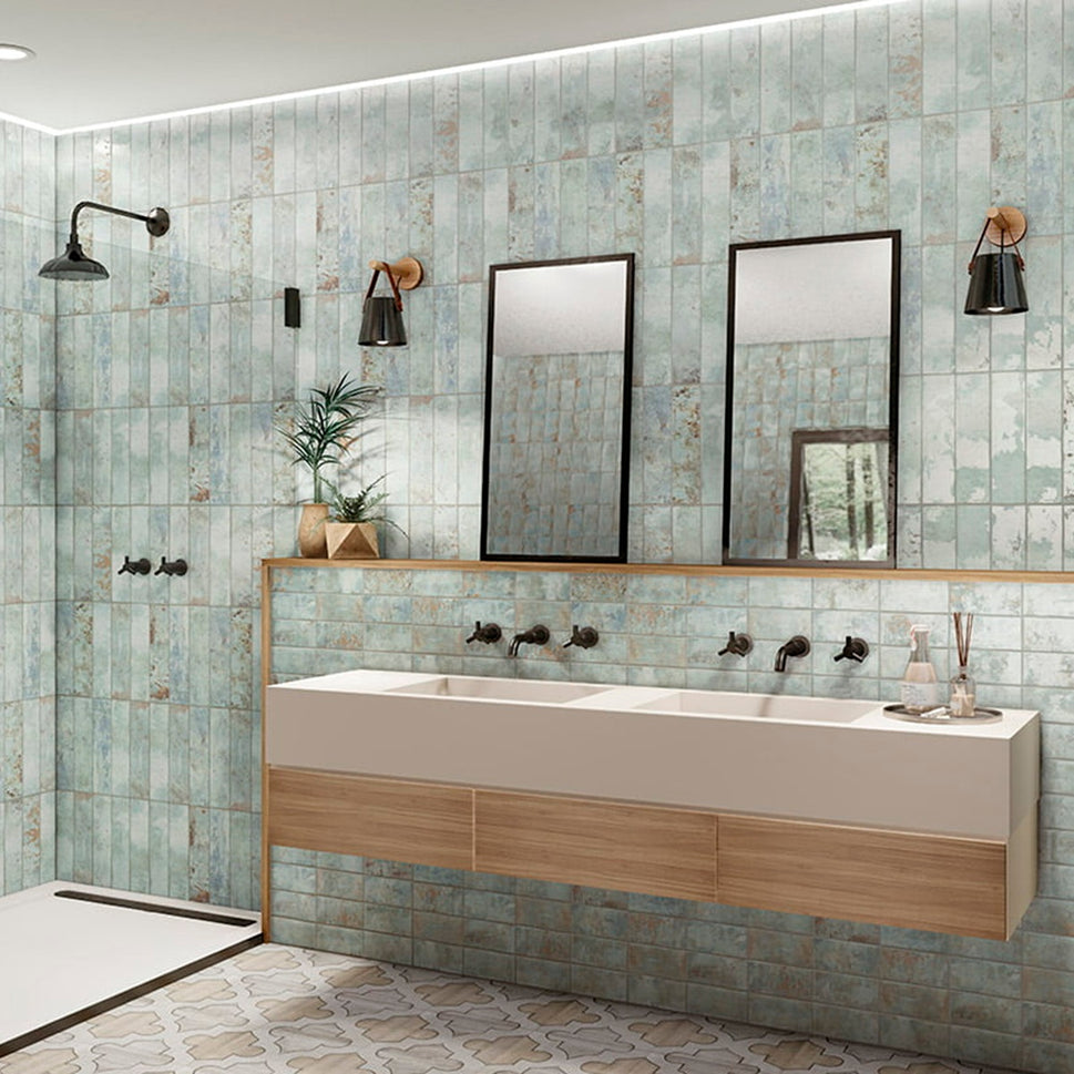 Faience Murale Effet Zellige Bayonne Blu 7,5x30 cm de Mainzu