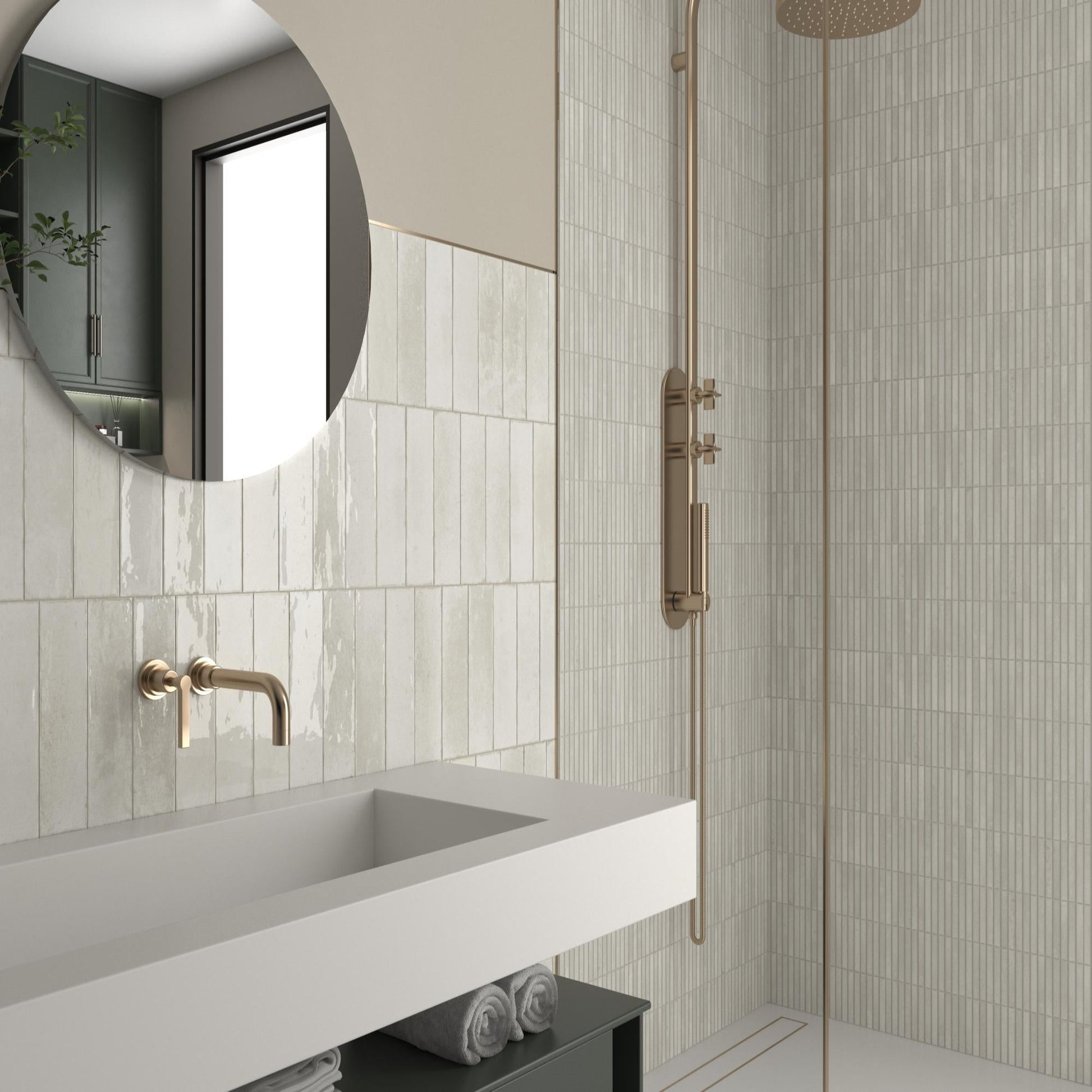 Carrelage Mural Kit Kat Mosaic Ivory Glossy 11,5x23,1 cm de Dune
