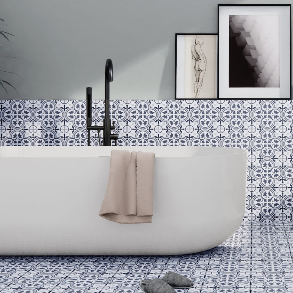 Carrelage Effet Carreau De Ciment Pre Hampton Blue 45x45 cm de Prissmacer
