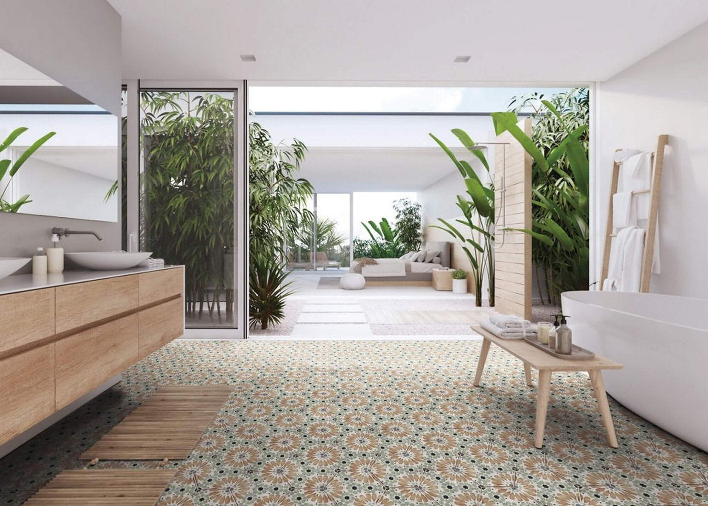 Carrelage Hexagonal Effet Carreau Ciment Bohemia Hanna 21x25 cm de Nanda Tiles