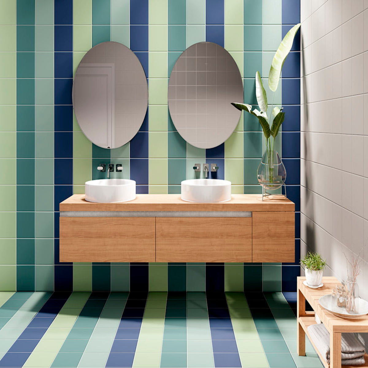 Carrelage Sol et mur Technical Soft Teal 20x20 cm de Mainzu