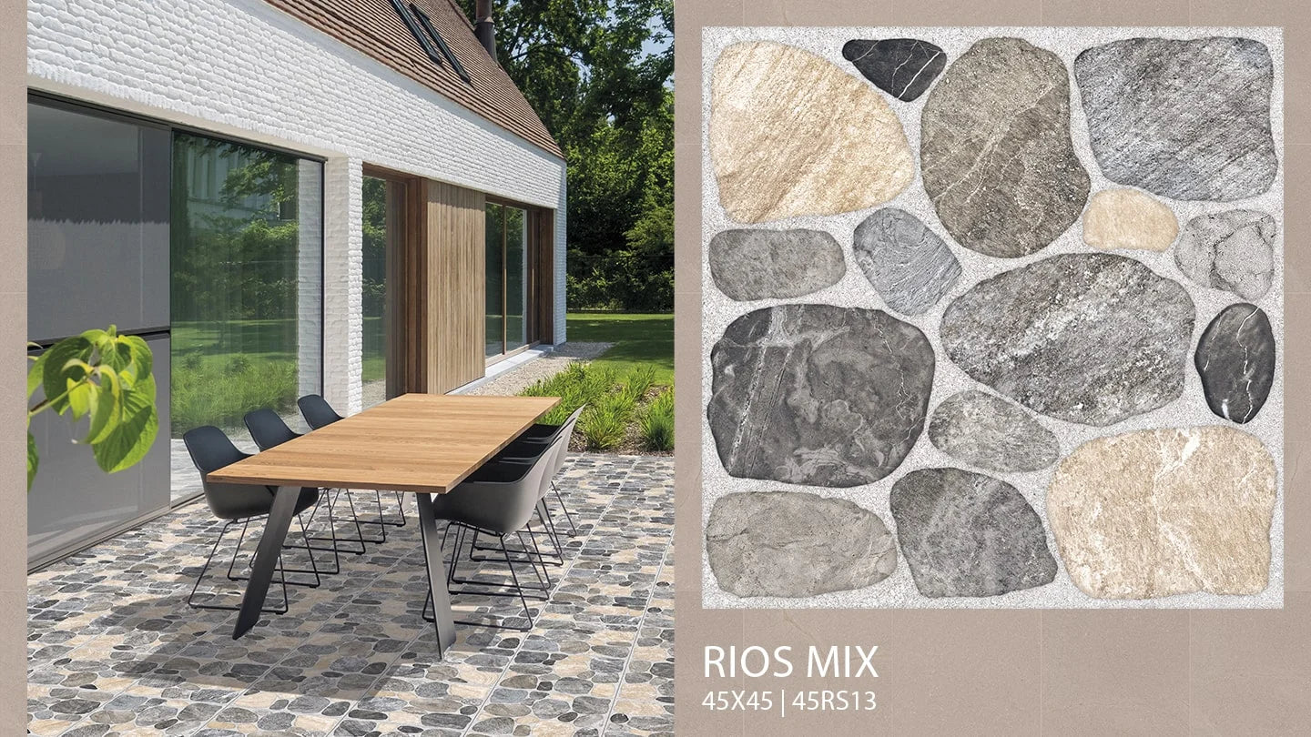 Carrelage Terrasse Effet Pierre Rios Mat 45x45 cm