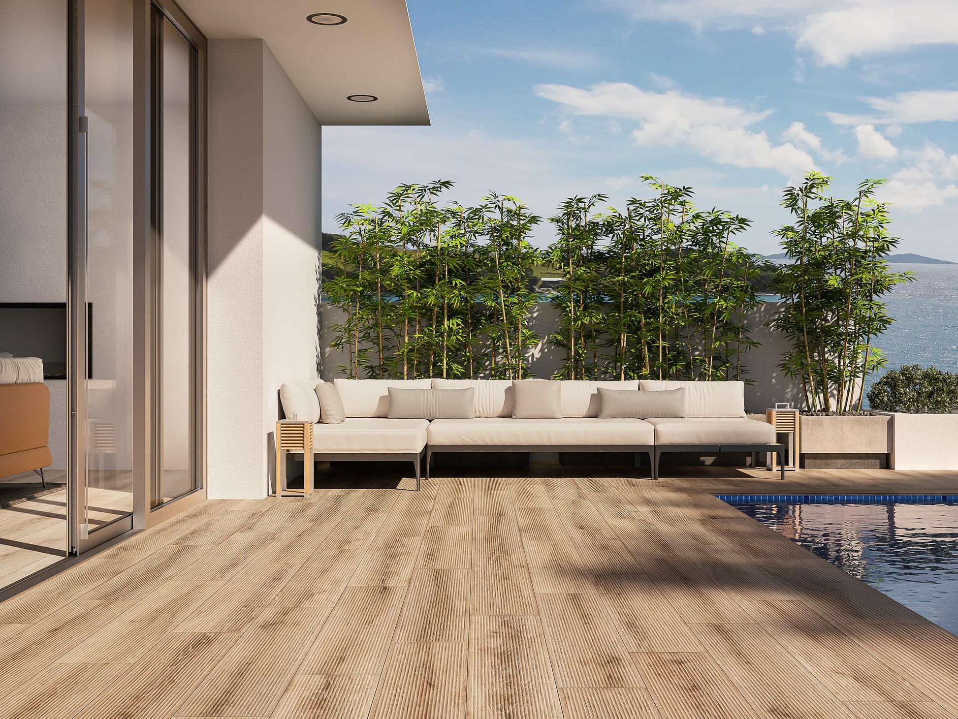 Carrelage Terrasse Borneo Deck Straw Antiderapant 23x120 cm de Ecoceramic