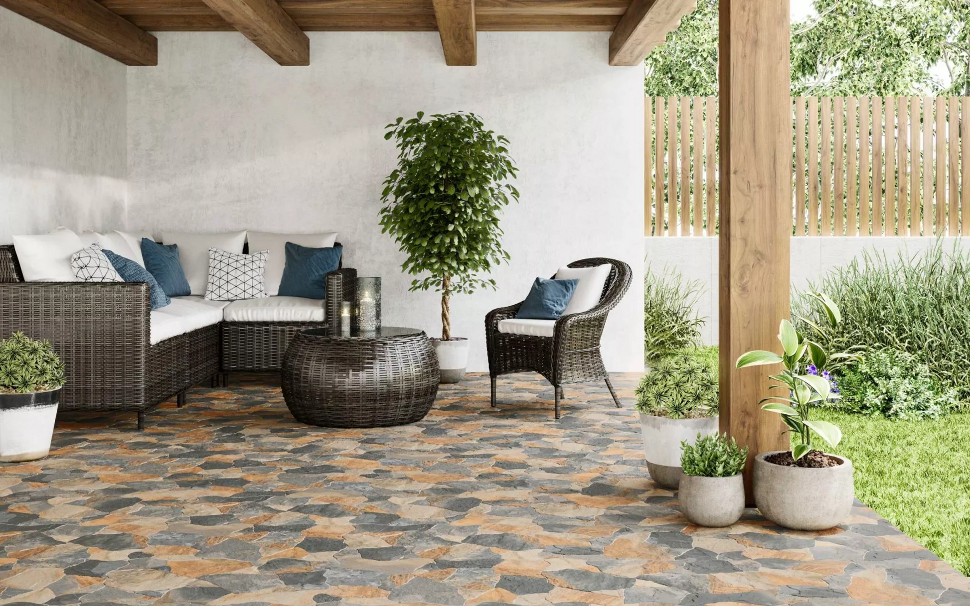Carrelage Terrasse effet Pierre Slate Indian Flagstone 44x66 cm de Realonda