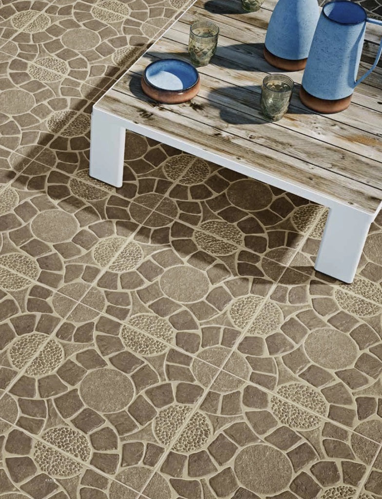 Carrelage Terrasse Effet Pierre Decor Lugo Marron 45x45 cm de Prissmacer