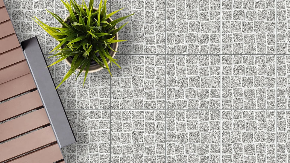 Carrelage Terrasse Effet Pierre Pave Alijo Gris 33,5 x 33,5 cm