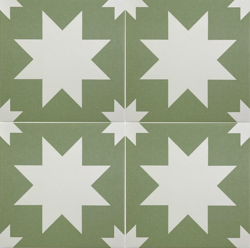 Carrelage Effet carreaux de ciment Fired Star Green 20x20 cm de Mainzu