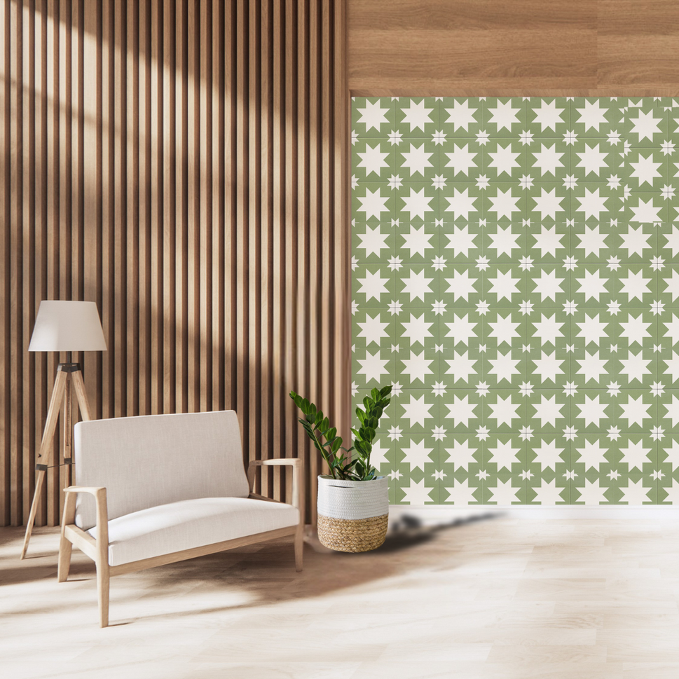 Carrelage Effet carreaux de ciment Fired Star Green 20x20 cm de Mainzu