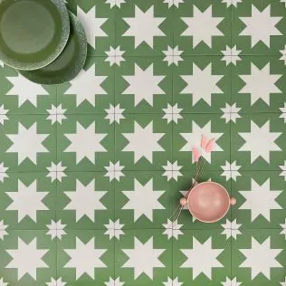Carrelage Effet carreaux de ciment Fired Star Green 20x20 cm de Mainzu