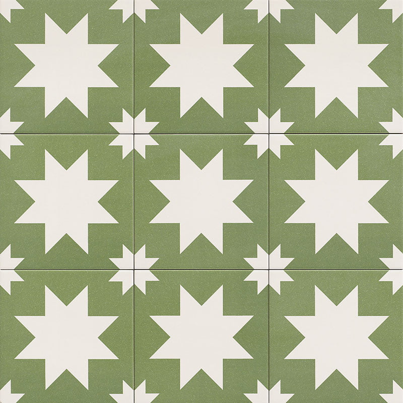 Carrelage Effet carreaux de ciment Fired Star Green 20x20 cm de Mainzu