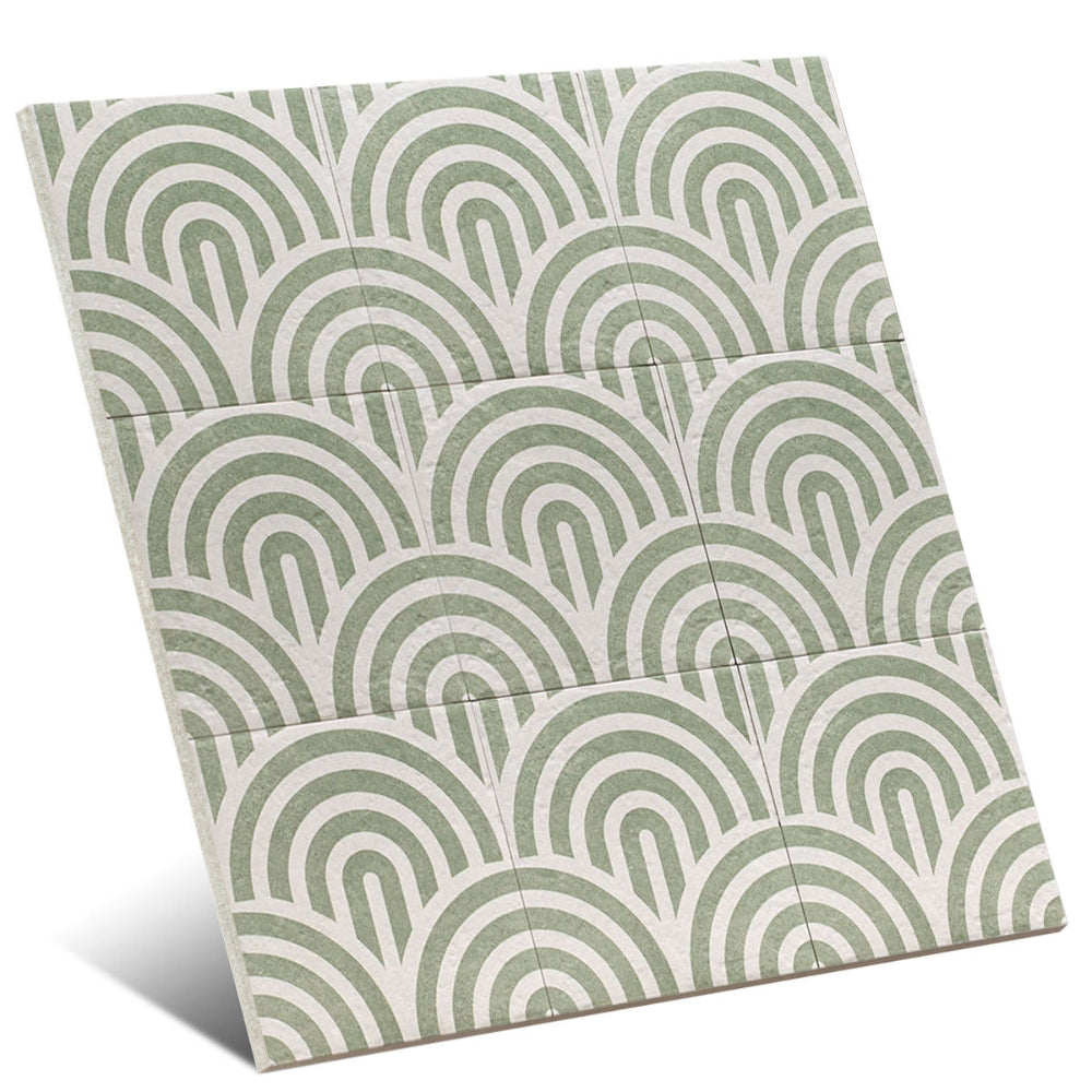Carrelage Effet carreau de ciment Green Garden Decor Green Three 20x20 cm de Mainzu