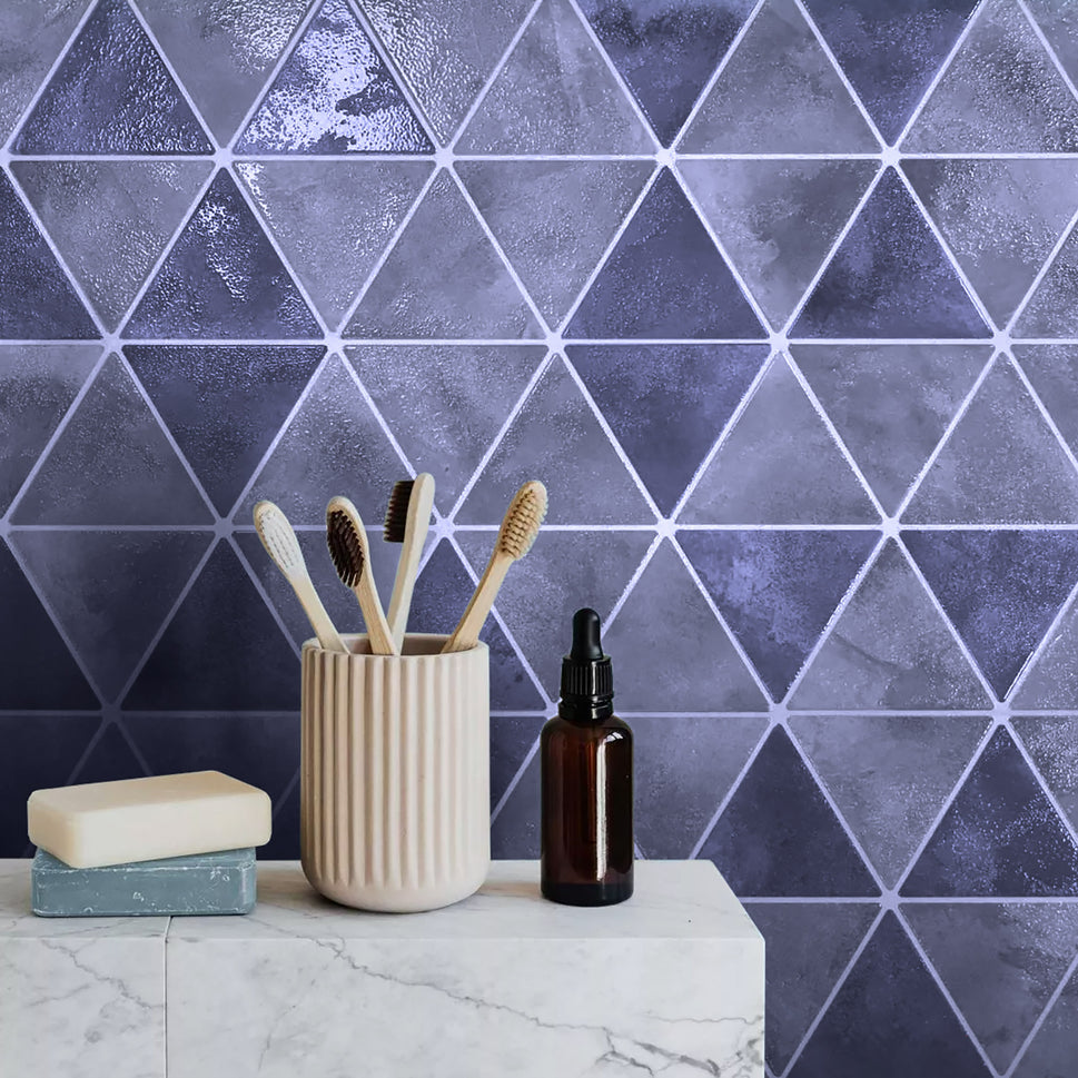 Carrelage Effet Zellige Triangle Craft Navy 48.5x28 cm de Realonda