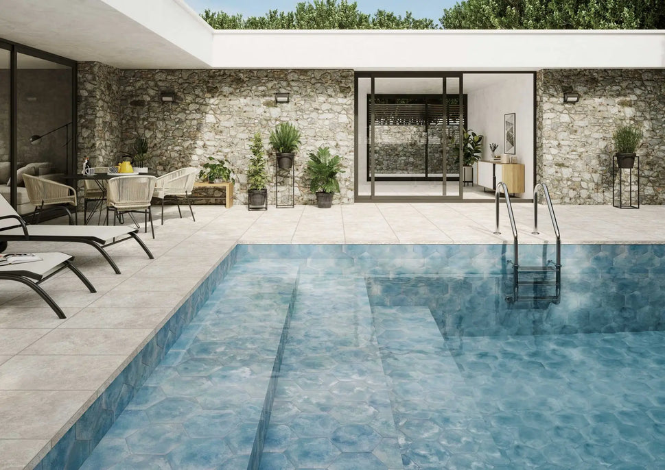 Carrelege Hexagonal sol et mur HexM Craft Sky 28.5x33 cm de Realonda