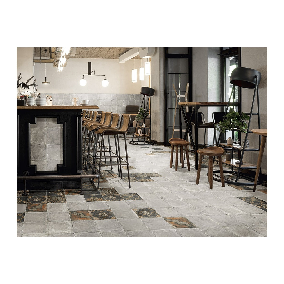 Carrelage Effet carreaux de ciment vieilli Canaletto Nero 20x20 cm de Mainzu