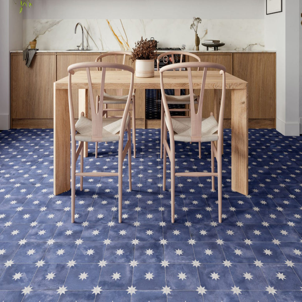 Carrelage Effet Carreau de ciment Star Navy 44x44 cm de Realonda